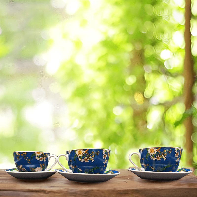 Neptune Blue Cup & Saucer with Matte Finish